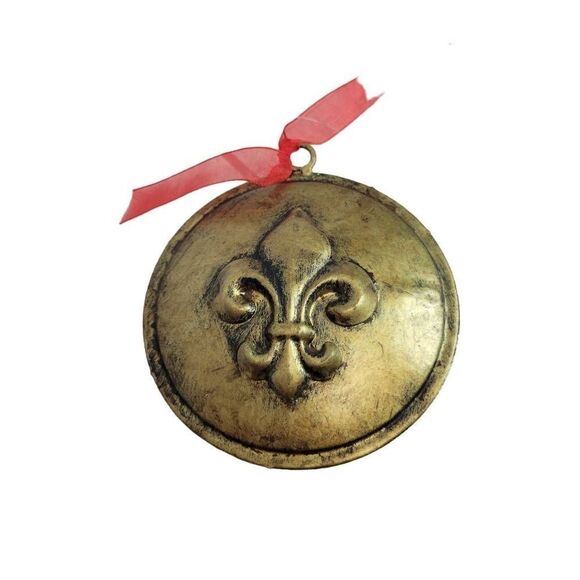 Fluer-de-lis brass ornament 4" - Picture 1 of 2